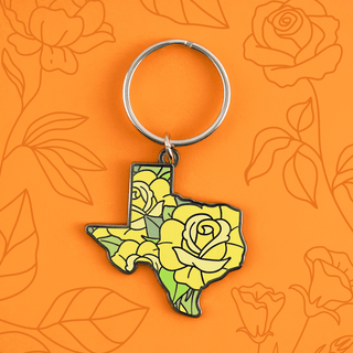 LuxCups Creative Keychain Texas Yellow Rose Keychain