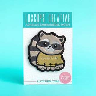 LuxCups Creative Patch Raccoon Fuzzy Patch