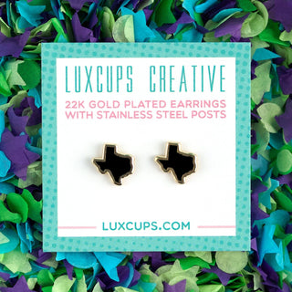 LuxCups Creative Stud Earrings Texas Black Enamel Earrings