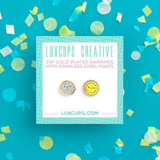 LuxCups Creative Stud Earrings Luna + Sol Earrings