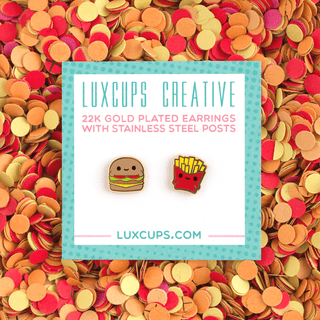 LuxCups Creative Stud Earrings Fast Food Friends Earrings