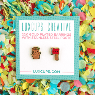 LuxCups Creative Stud Earrings Timber Twins Earrings