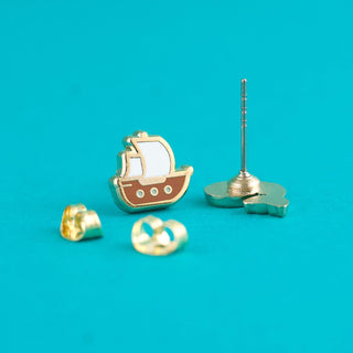 LuxCups Creative Stud Earrings Ship + Whale Earrings