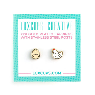 LuxCups Creative Stud Earrings Chicken Or The Egg Earrings