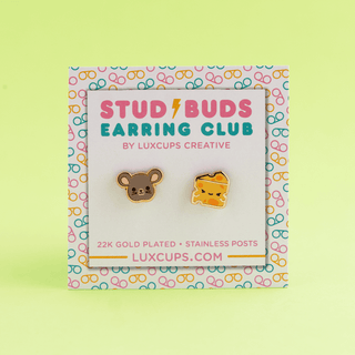 LuxCups Creative Stud Earrings Cheesy Chums Earrings - Stud Buds Earring Club