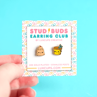 LuxCups Creative Stud Earrings Sandy Sidekicks Earrings - Stud Buds Earring Club