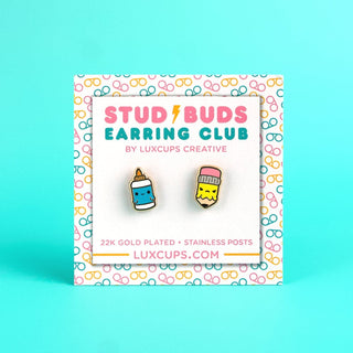 LuxCups Creative Stud Earrings Back To School Buds Earrings - Stud Buds Earring Club