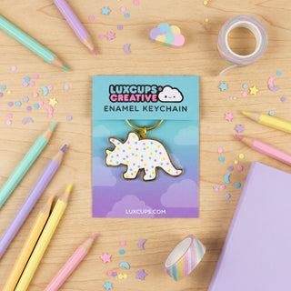 Triceratops Dino Cookie Keychain