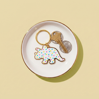 Triceratops Dino Cookie Keychain