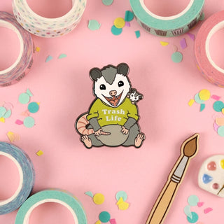Trash Life Possum Pin