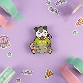 Trash Life Possum Pin