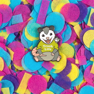 Trash Life Possum Pin