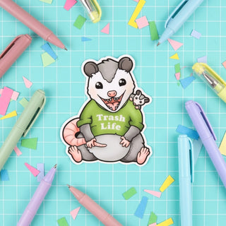 Trash Life Possum Sticker