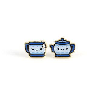 Tea Time Twins Earrings - Stud Buds Earring Club