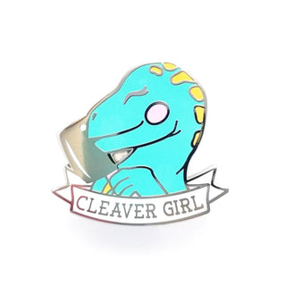LuxCups Creative Enamel Pin Cleaver Girl Dinosaur Enamel Pin