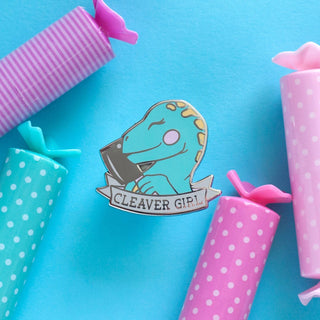 LuxCups Creative Enamel Pin Cleaver Girl Dinosaur Enamel Pin