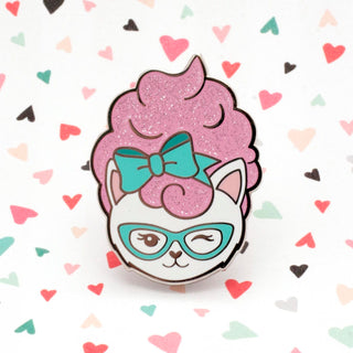 LuxCups Creative Enamel Pin Cotton Kitty Enamel Pin