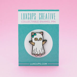 LuxCups Creative Enamel Pin Ghost Kitty Enamel Pin