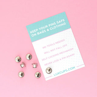 LuxCups Creative Enamel Pin Set of 7 Locking Pin Backs