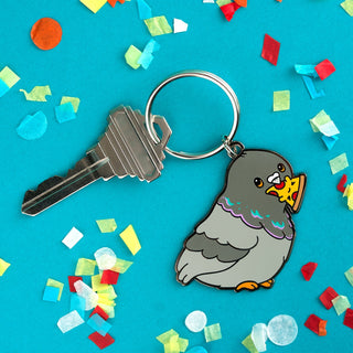 LuxCups Creative Keychain Pizza Pigeon Keychain