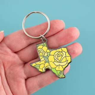 LuxCups Creative Keychain Texas Yellow Rose Keychain