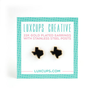LuxCups Creative Stud Earrings Texas Black Enamel Earrings