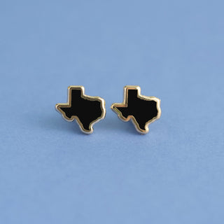 LuxCups Creative Stud Earrings Texas Black Enamel Earrings