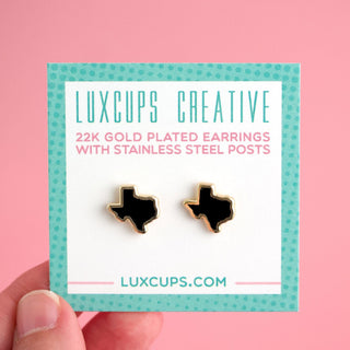LuxCups Creative Stud Earrings Texas Black Enamel Earrings
