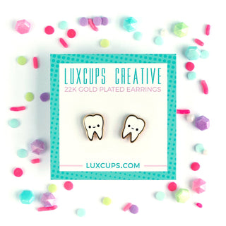 LuxCups Creative Stud Earrings Teeth Enamel Earrings