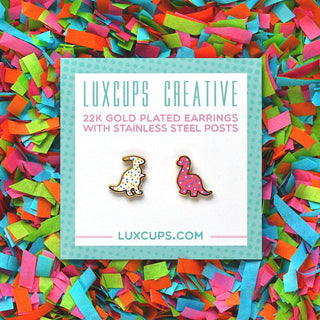 LuxCups Creative Stud Earrings Dino Cookie Style 1 Earrings