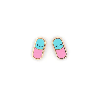 LuxCups Creative Stud Earrings Happy Pill Enamel Earrings