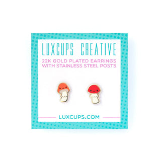 LuxCups Creative Stud Earrings Mushroom Friend Enamel Earrings