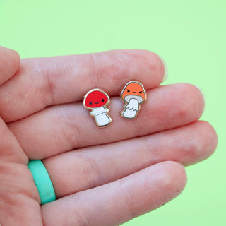 LuxCups Creative Stud Earrings Mushroom Friend Enamel Earrings