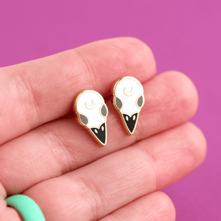 LuxCups Creative Stud Earrings Raven Skull Earrings