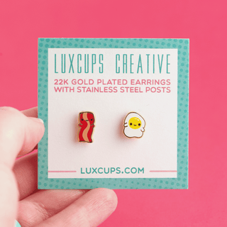 LuxCups Creative Stud Earrings Eggs & Bac-y Earrings