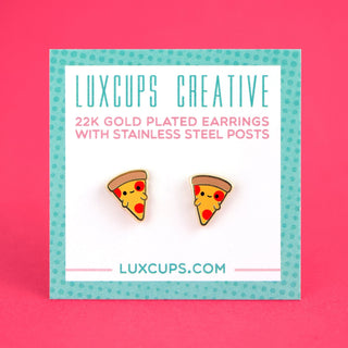 LuxCups Creative Stud Earrings Pizza Face Earrings