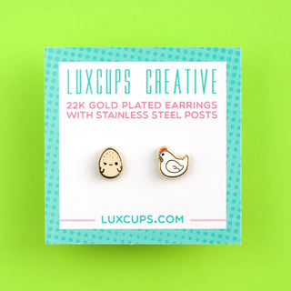 LuxCups Creative Stud Earrings Chicken Or The Egg Earrings