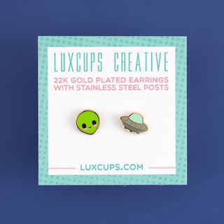 LuxCups Creative Stud Earrings Alien Earrings