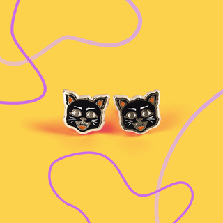 LuxCups Creative Stud Earrings Black Cat Earrings