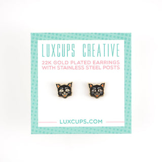 LuxCups Creative Stud Earrings Black Cat Earrings