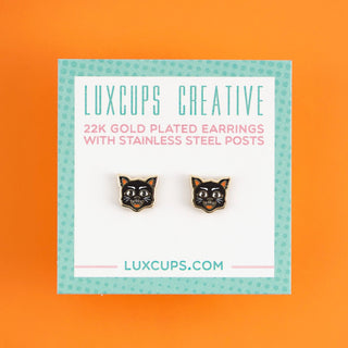 LuxCups Creative Stud Earrings Black Cat Earrings