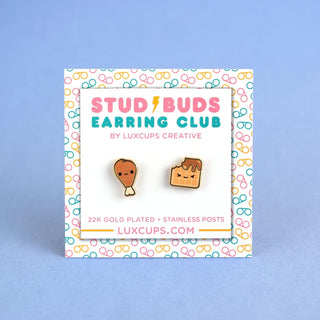 LuxCups Creative Stud Earrings Chicken & Waffle Chums Earrings - Stud Buds Earring Club