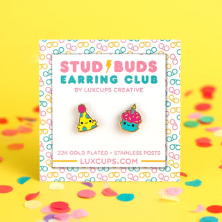 LuxCups Creative Stud Earrings Party Pals Earrings - Stud Buds Earring Club