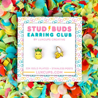 LuxCups Creative Stud Earrings Fruity Friends Earrings - Stud Buds Earring Club