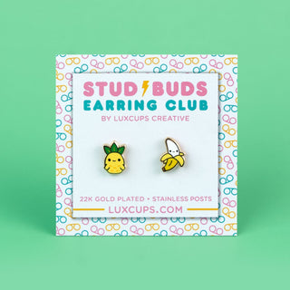 LuxCups Creative Stud Earrings Fruity Friends Earrings - Stud Buds Earring Club
