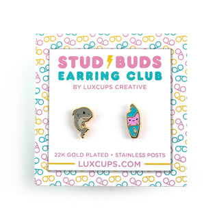 LuxCups Creative Stud Earrings Shark Attack Buds Earrings - Stud Buds Earring Club