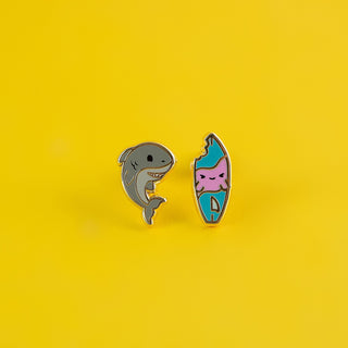 LuxCups Creative Stud Earrings Shark Attack Buds Earrings - Stud Buds Earring Club