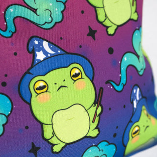LuxCups Creative Frog Magic Tote Bag - Kawaii Shoulder Bag Kawaii Frog Zippered Tote Amphibian Zippered Bag Wizard Shopping Bag Magical Tote Bag Kawaii Tote