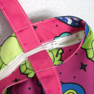 LuxCups Creative Frog Magic Tote Bag - Kawaii Shoulder Bag Kawaii Frog Zippered Tote Amphibian Zippered Bag Wizard Shopping Bag Magical Tote Bag Kawaii Tote
