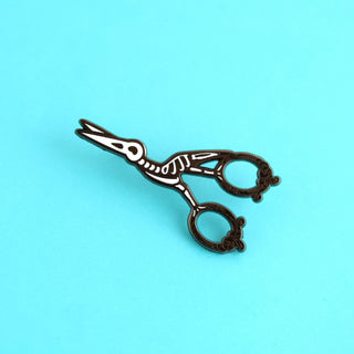 Scissor Stork Enamel Pin